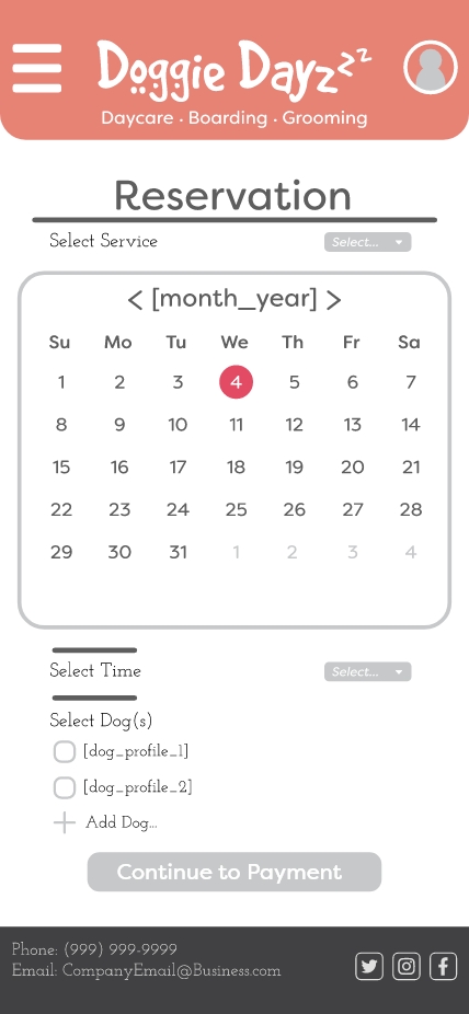 Create Reservation Page