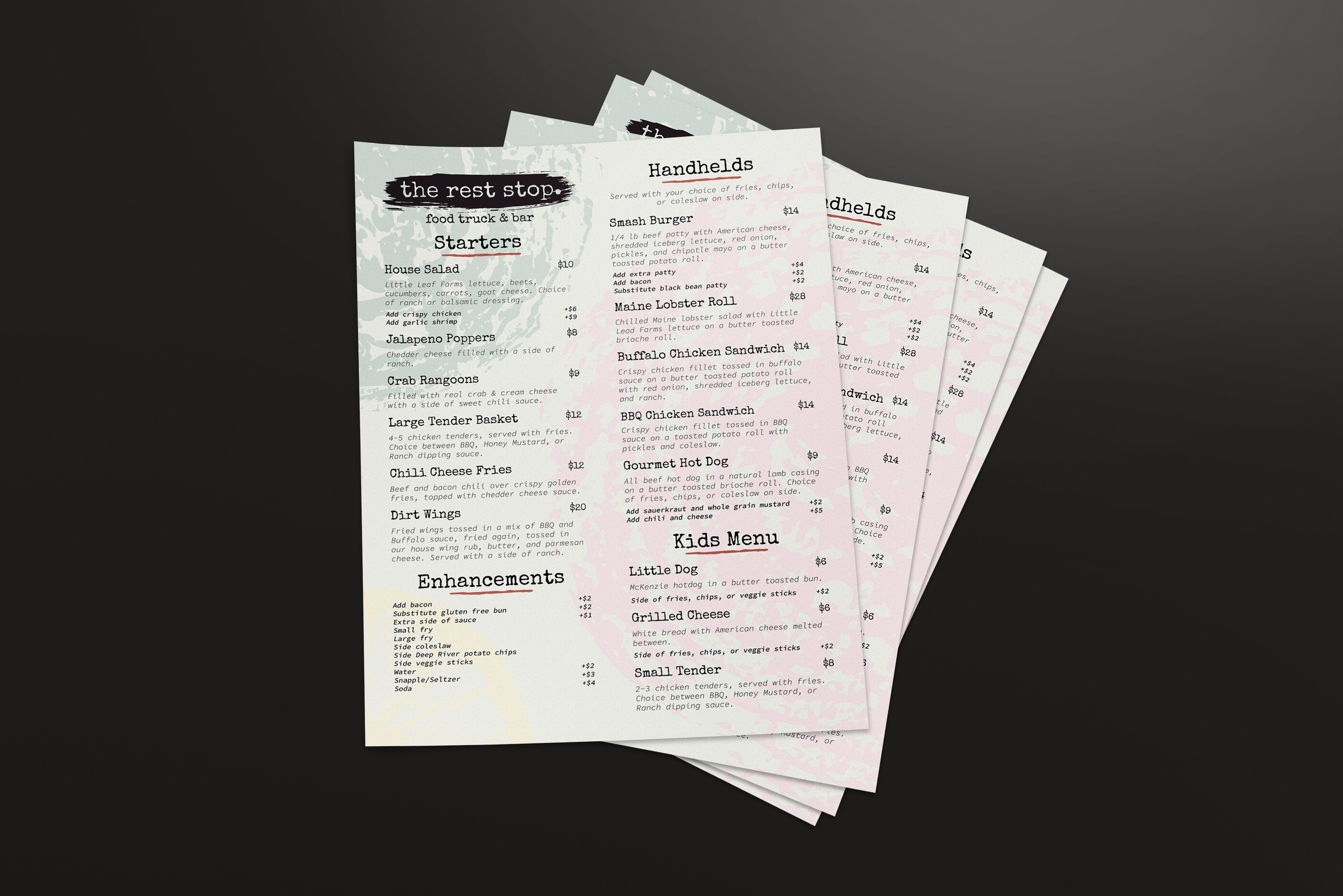 THE REST STOP Menu Mockup